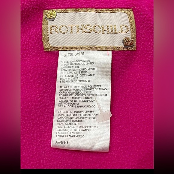 Rothschild Baby Bunting Size 6-9 M Bright Pink Ruffles Fleece Lined EXCELLENT - Picture 6 of 10